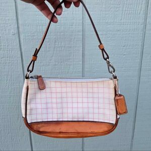 Coach Y2K Demi Blue/Pink Plaid Canvas and Leather Vintage Shoulder Bag